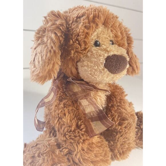 Gund Booker Puppy Plush Brown Floppy Dog with Bow - Picture 3 of 10